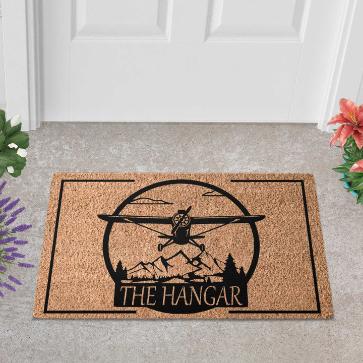 Monogram Airplane Pilot Aviation Doormat For Outdoor Or Indoor Use, Personalized Housewarming Gift Door Mat