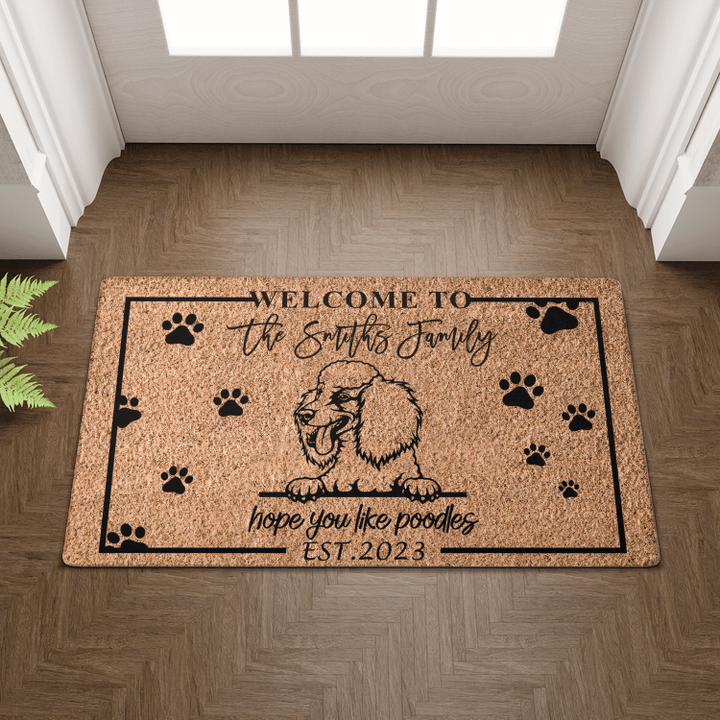 Hope You Like Poodles Mat, Personalized Family Doormat Gift For Dog Lovers
