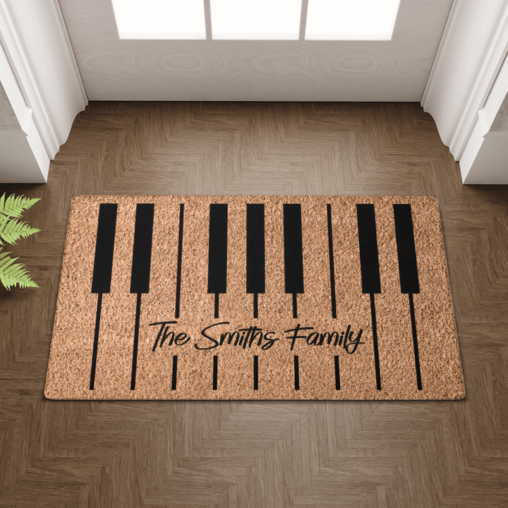 Piano Welcome Mat, Personalized Family Coir Doormat Gift For Piano Lovers, Housewarming gift For Piano Lovers