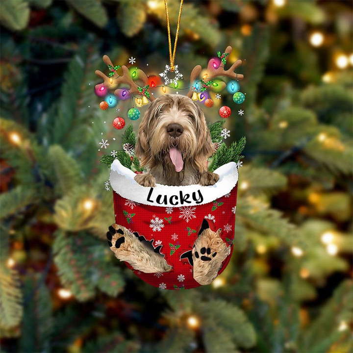 Custom Spinone Italiano In Snow Pocket Christmas Ornament, Personalized Dog Flat Acrylic Ornament