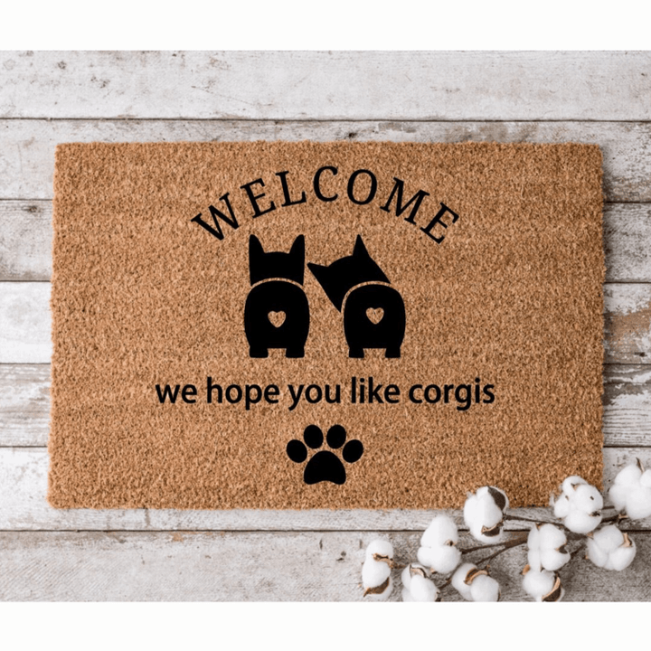 Hope You Like Couple Corgis Welcome Doormat Gift for Dog Owner Pet Lover Housewarming Gift