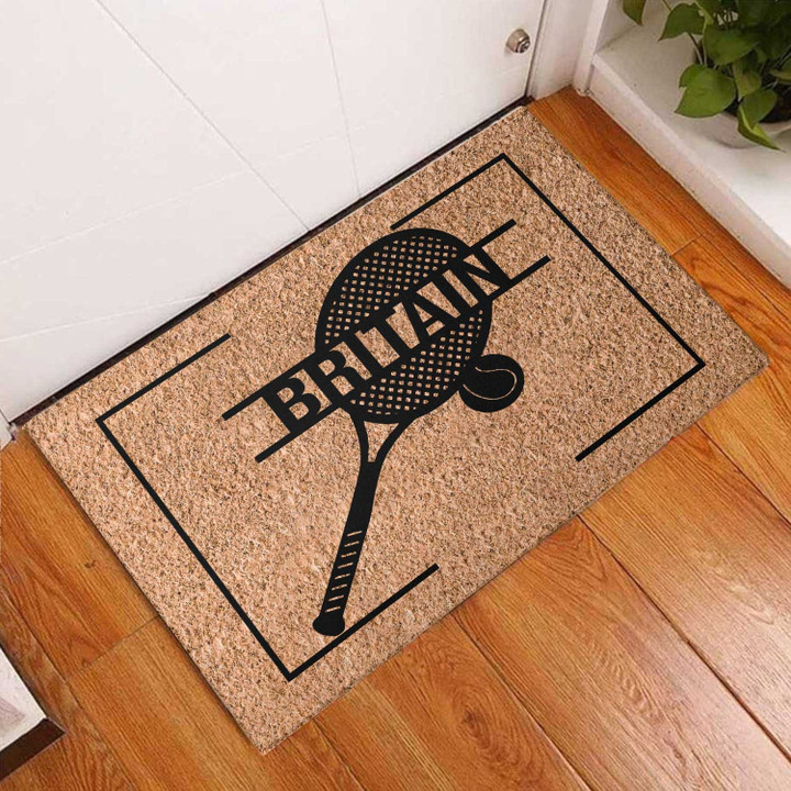 Personalized Tennis Ball And Racket Doormat For Home Decoration, Custom Tennis Door Mat Gift For Tennis Lover