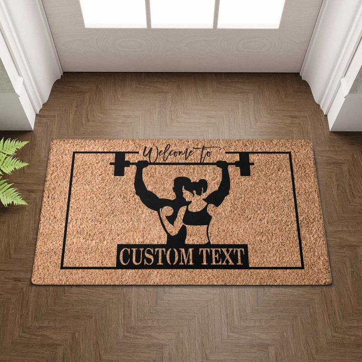 Custom Couple Gym Welcome Doormat For Bodybuilder, Fitness Door Mat For Outdoor Or Indoor Use