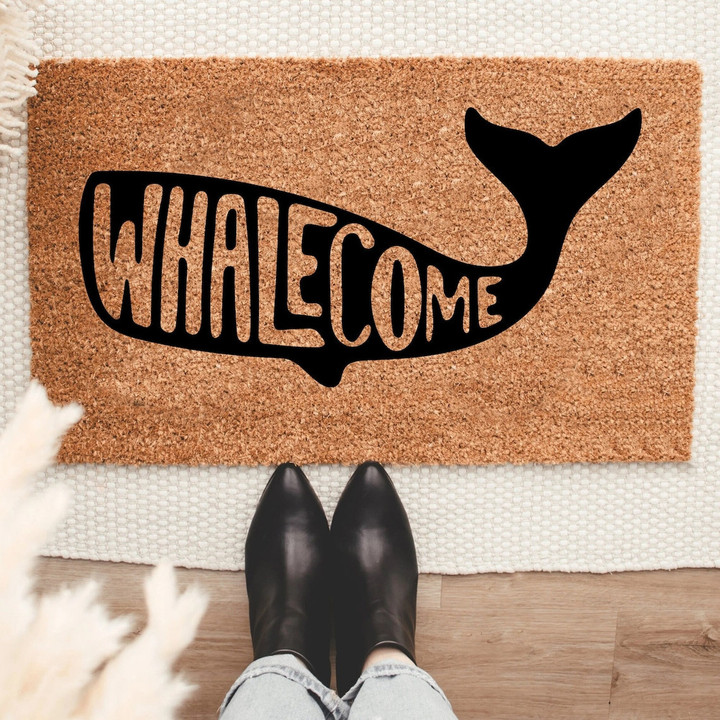 Welcome Whale Custom Doormat, New Home Decor, Housewarming Gift Door Mat, Welcome Pet Doormat
