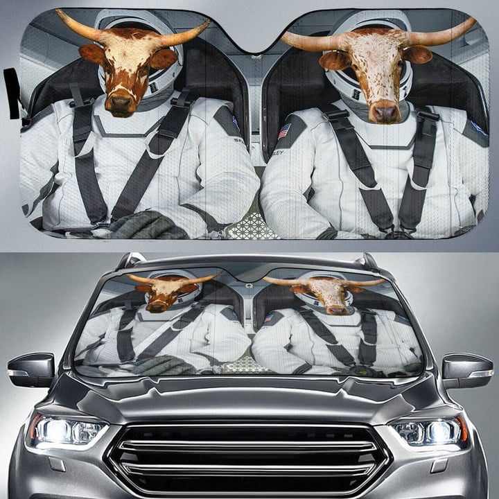 Texas Longhorn Universe All Over Printed 3D Car Sunshade, Cow Lover Car Windshield, Car Front Protector