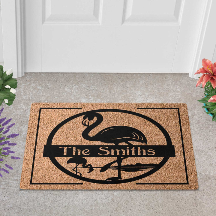 Custom Flamingo Welcome Doormat For Home Decoration, Bird Door Mat Gift For Him Her Family Friend