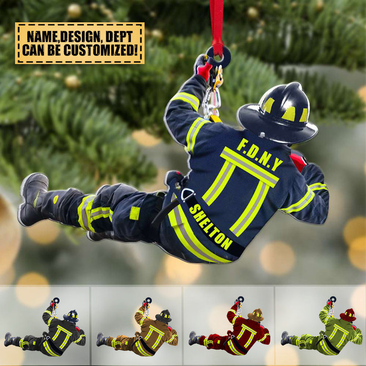 Personalized Firefighter Christmas Acrylic Ornament for Fireman, Firefighter On Duty, Gift for Dad, Husband