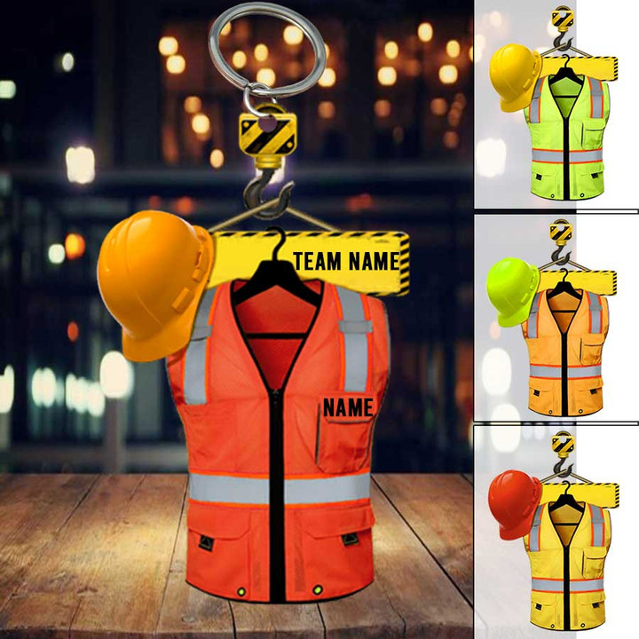 Personalized Heavy Equipment Operator Safety Vest Acrylic Keychain for Equipment Operator