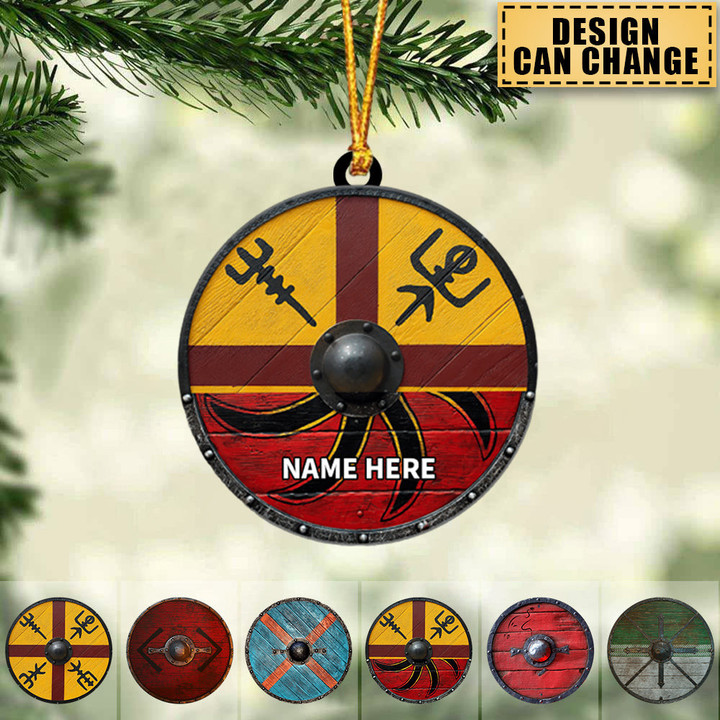 Personalized Viking Shields Warrior Acrylic Christmas Ornament for Viking Lovers