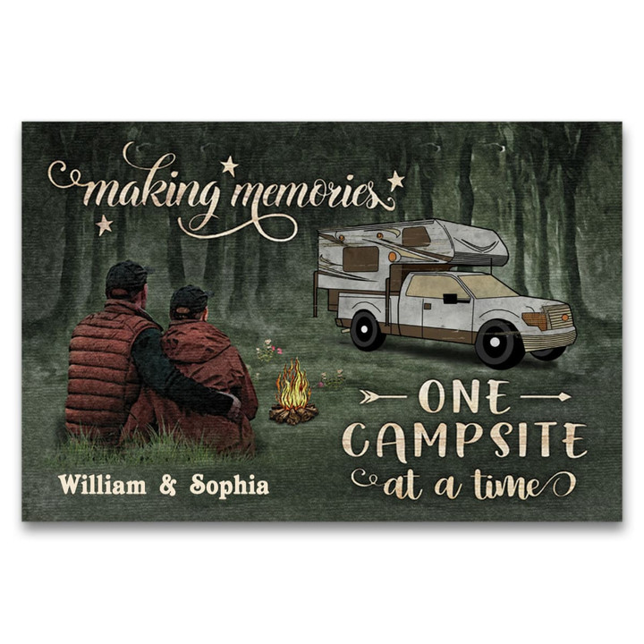 Personalized Camping Couple Making Memories Doormat, Custom Name Door Mat Gift For Family Camper