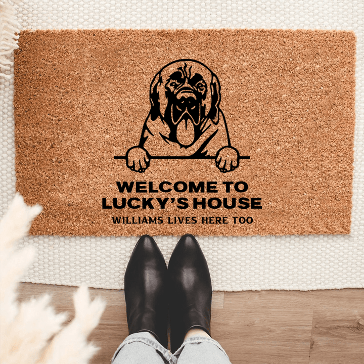 Personalized Mastiff Welcome Mat For Dog Lover Housewarming Gift Custom Dog Breed Coir Doormat
