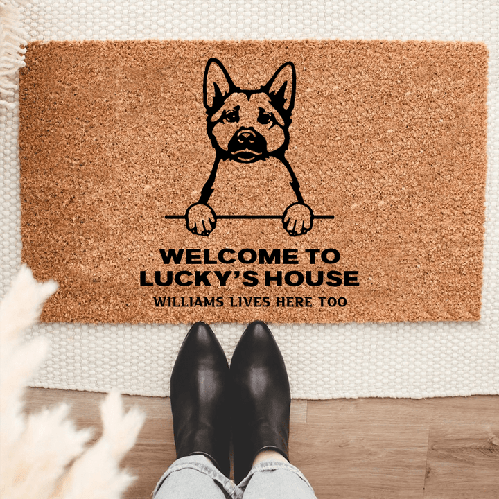 Personalized Norwegian Buhund Welcome Mat For Dog Lover Housewarming Gift Custom Dog Breed Coir Doormat