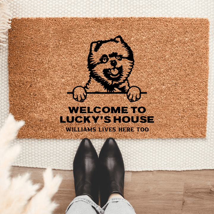 Personalized Pomeranian Welcome Mat For Dog Lover Housewarming Gift Custom Dog Breed Coir Doormat
