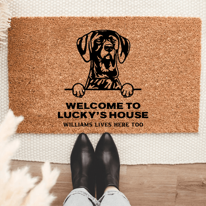 Personalized Pointer Welcome Mat For Dog Lover Housewarming Gift Custom Dog Breed Coir Doormat