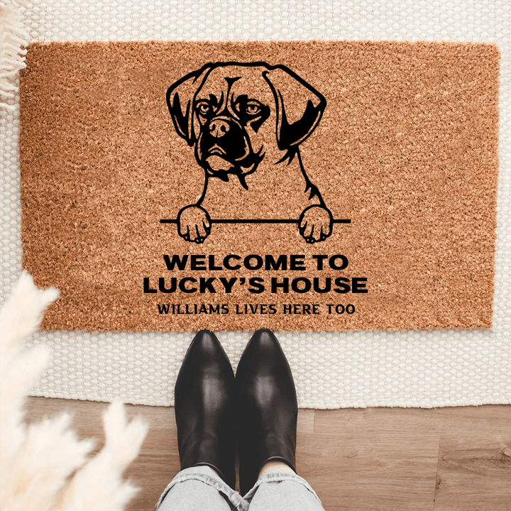 Personalized Puggle Welcome Mat For Dog Lover Housewarming Gift Custom Dog Breed Coir Doormat