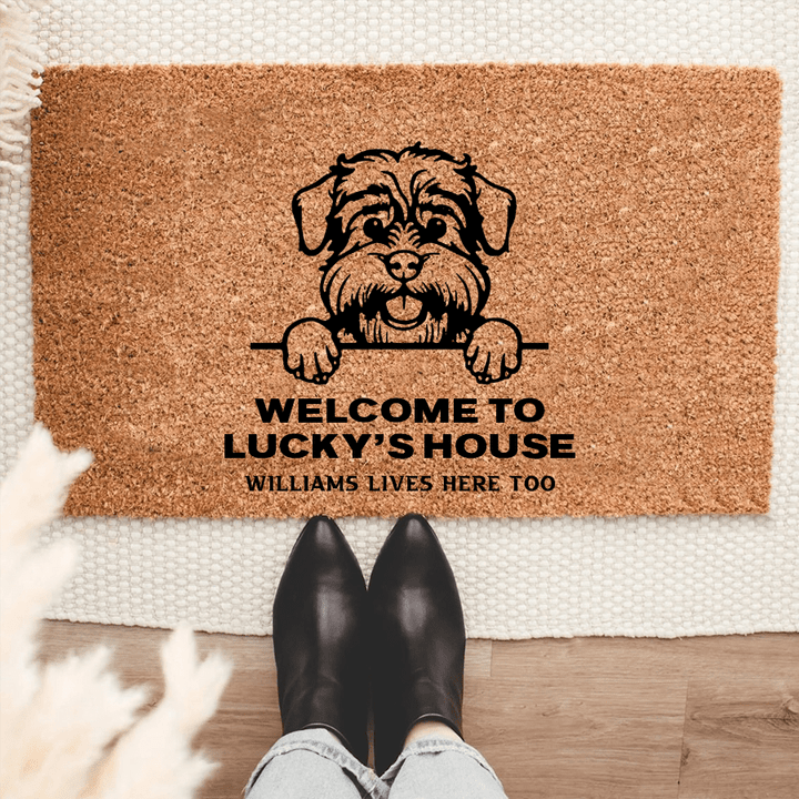 Personalized Schnoodle Welcome Mat For Dog Lover Housewarming Gift Custom Dog Breed Coir Doormat