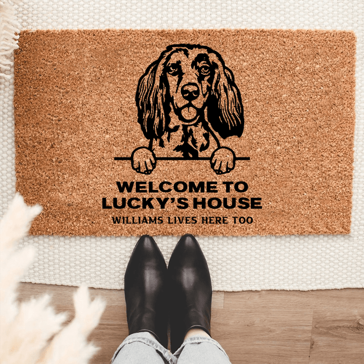 Personalized Setter English Welcome Mat For Dog Lover Housewarming Gift Custom Dog Breed Coir Doormat