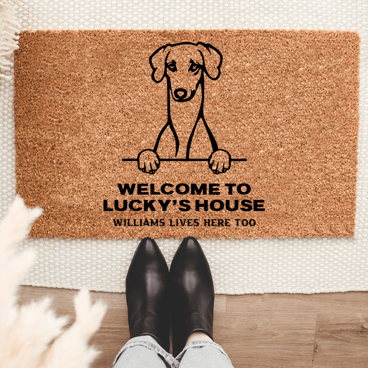 Personalized Sloughi Welcome Mat For Dog Lover Housewarming Gift Custom Dog Breed Coir Doormat
