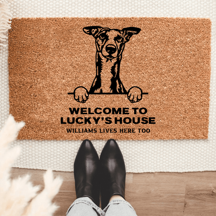 Personalized Whippet Welcome Mat For Dog Lover Housewarming Gift Custom Dog Breed Coir Doormat