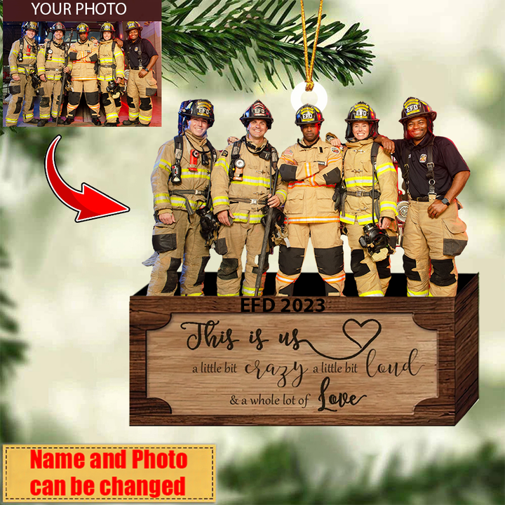 Custom Firefighter Photo Christmas Ornament Gift For Colleague, Gift For Department Personalized Photo Flat Acrylic Ornament