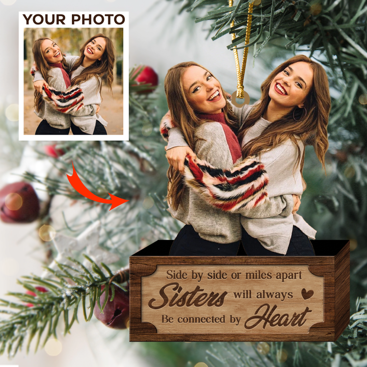 Personalized Sisters Photo Flat Acrylic Ornament Custom Funny Photo Decor Christmas Tree Gift For Sister