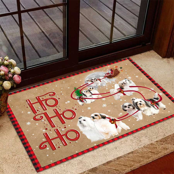 Personalized Ho Ho Ho Shihtzu Santa Doormat For Christmas Decor, Door Mat Gift For Dog Lover