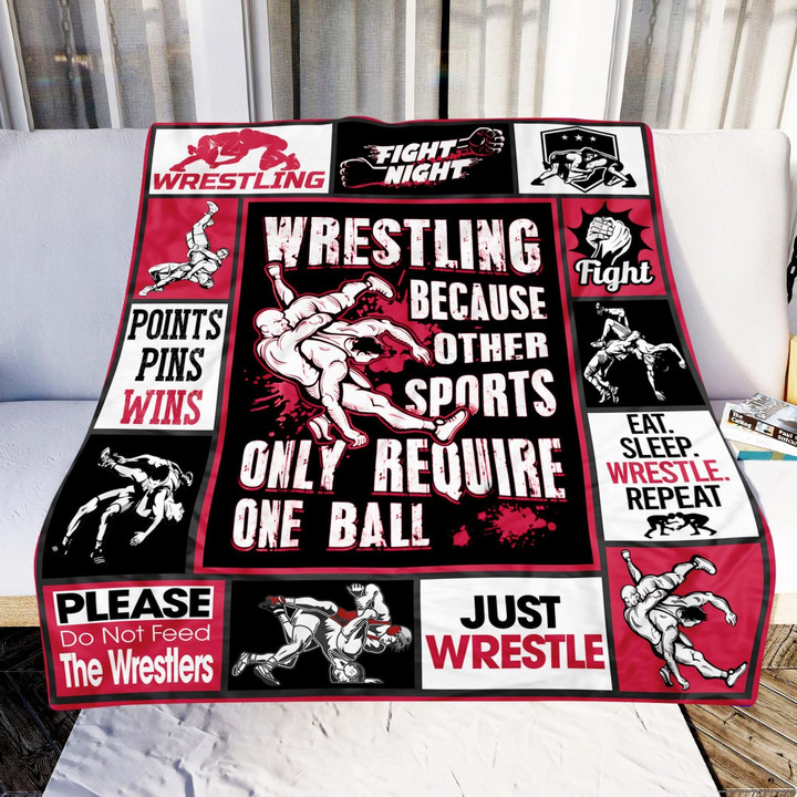 Wrestling Because Other Sports Only Require One Ball Fleece Blanket Home Decor Bedding Couch Sofa Soft