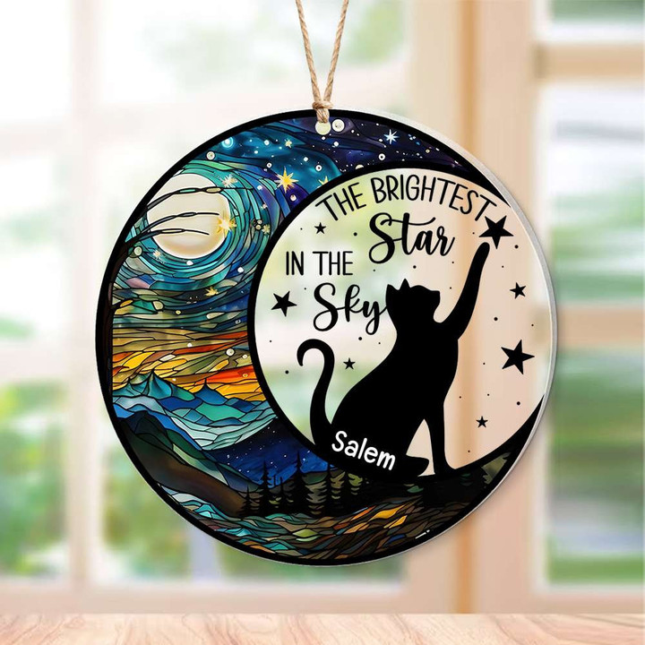 Brightest Star Suncatcher, Personalized Cat Suncatcher Ornaments, Perfect Christmas Gifts And Tree Decor For Cat Lovers