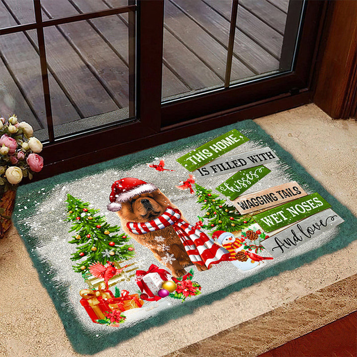 Chow Chow Doormat For Christmas Decor, This Home Is Filled With Kisses Christmas Gift For Dog Lover
