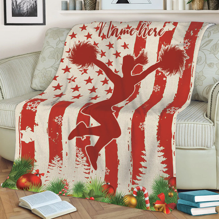 Personalized Cheerleading Christmas Blanket, Cheerleader Team Gift for Bestie, Friends