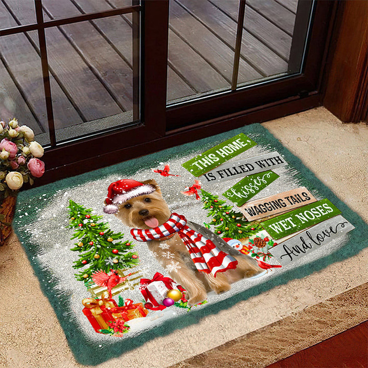Cairn Terrier Doormat For Christmas Decor, This Home Is Filled With Kisses Door Mat Gift For Dog Lover
