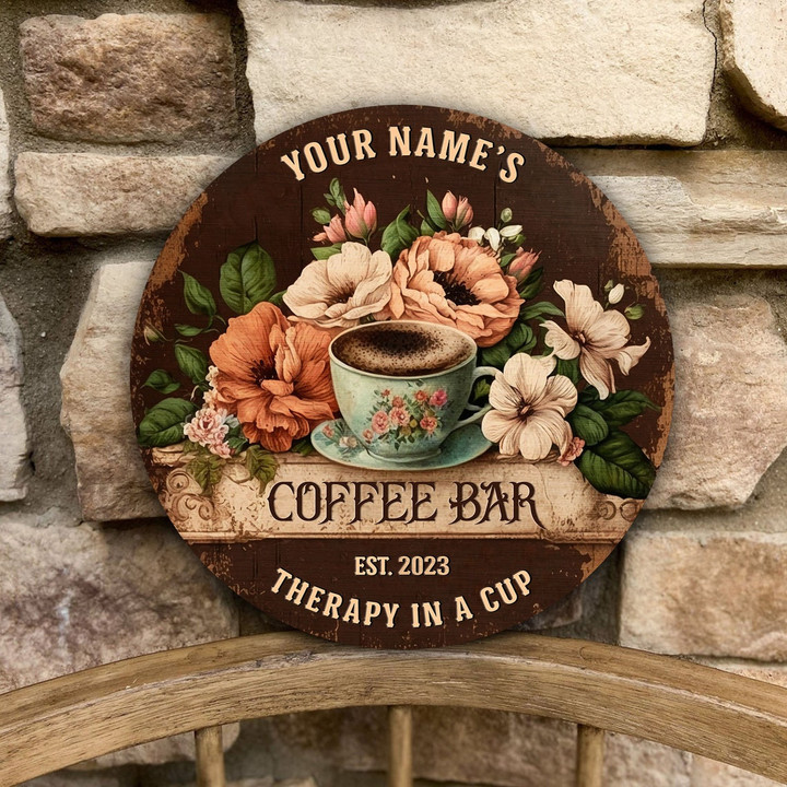 Custom Coffee Bar Wood Sign Kitchen Decor Wall Plaque, Personalized Gifts for Coffee Lovers, Coffee Tea Bar, Wine Bar Sign