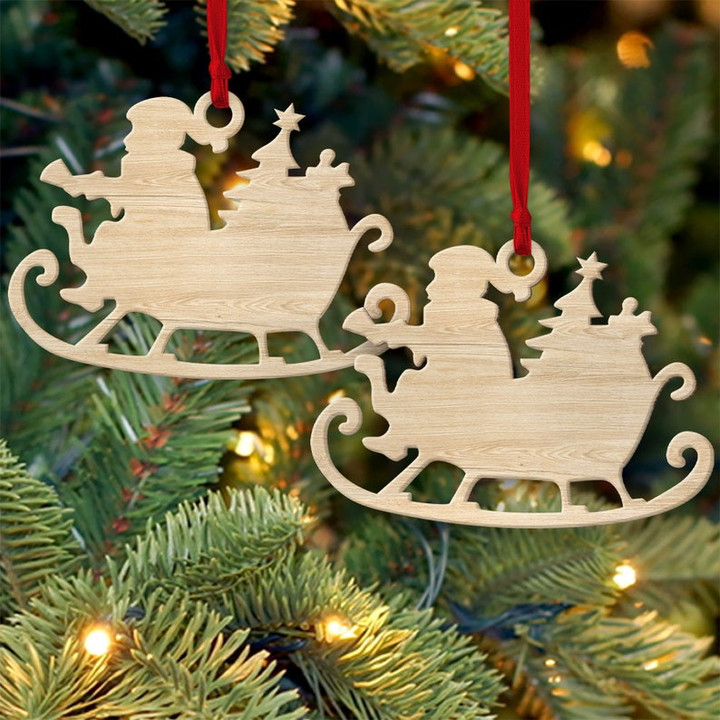 Santa's Sleigh Christmas Ornament, Wood Santa's Sleigh Ornament, Wooden Christmas Decoration, Christmas Gift