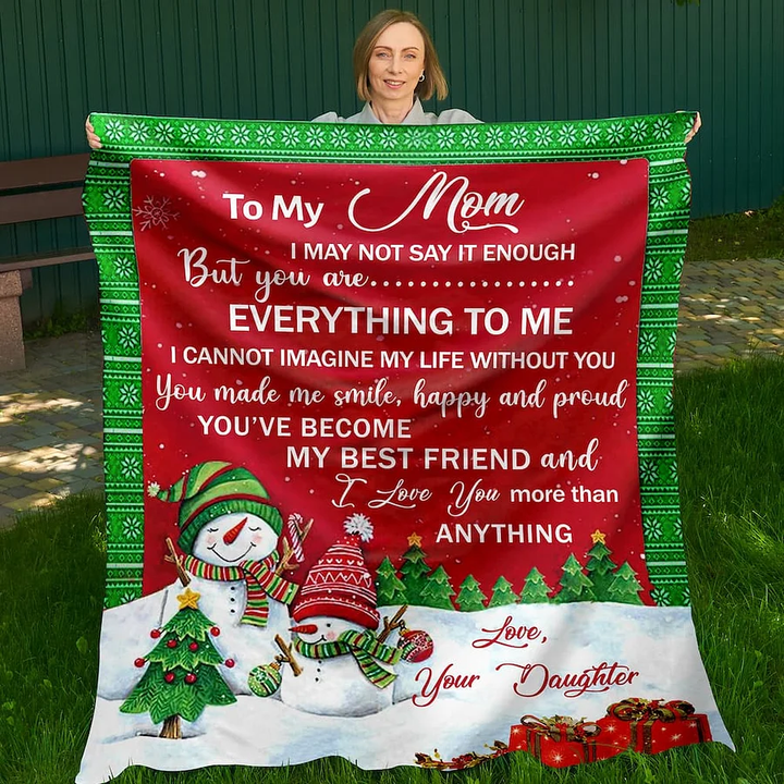 Customized Snowman To My Mom Christmas Blanket, Gift for Mom, Gifts from Son Mother Sherpa Blanket