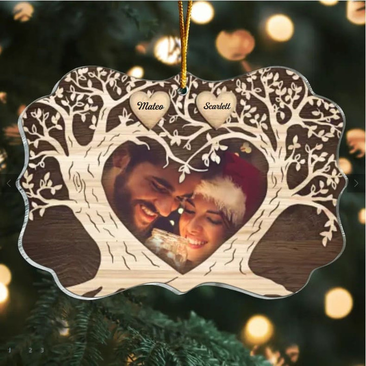 Customized Family Photo Wooden Ornament For Xmas Tree Decor, Add Names Christmas Ornament Gift For Family