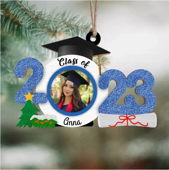 Class Of 2023 Personalized Wooden Ornament, Gift For Christmas, Custom Photo Christmas Wooden Ornament