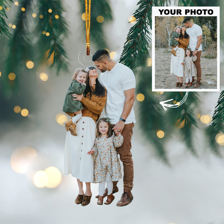 Personalized Family Photo Mica Ornament - Christmas Gift For Family Member, Friends Decor Christmas Tree