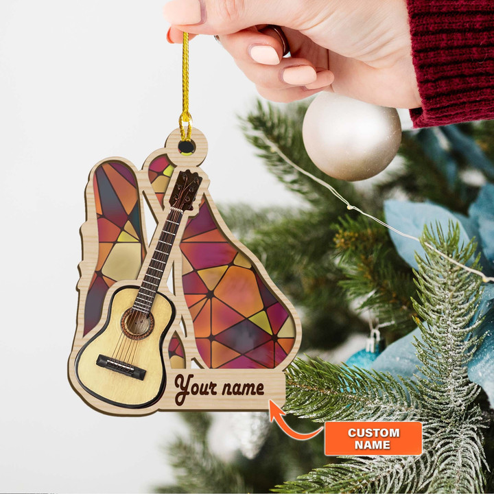 Personalized Guitar Color Suncatcher Ornament Custom Name Christmas Gift For Guitar Lovers