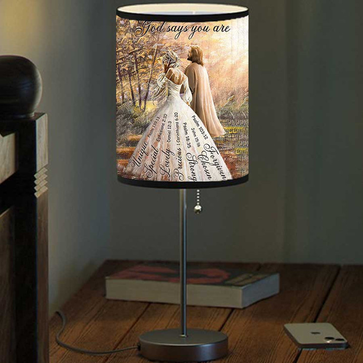 Bride Walking with Jesus, God says you are Jesus Table Lamp for Bedroom, Living Room