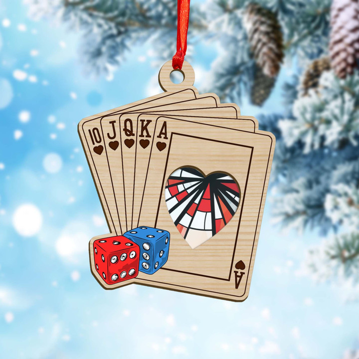 Personalized Poker Christmas Suncatcher Ornament
