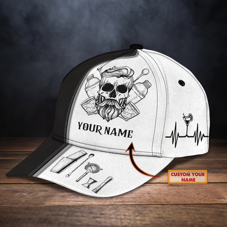 Personalized Name Funny Bartender Cap Hat, Skull Bartenders Hat, Baseb -  Dilypod