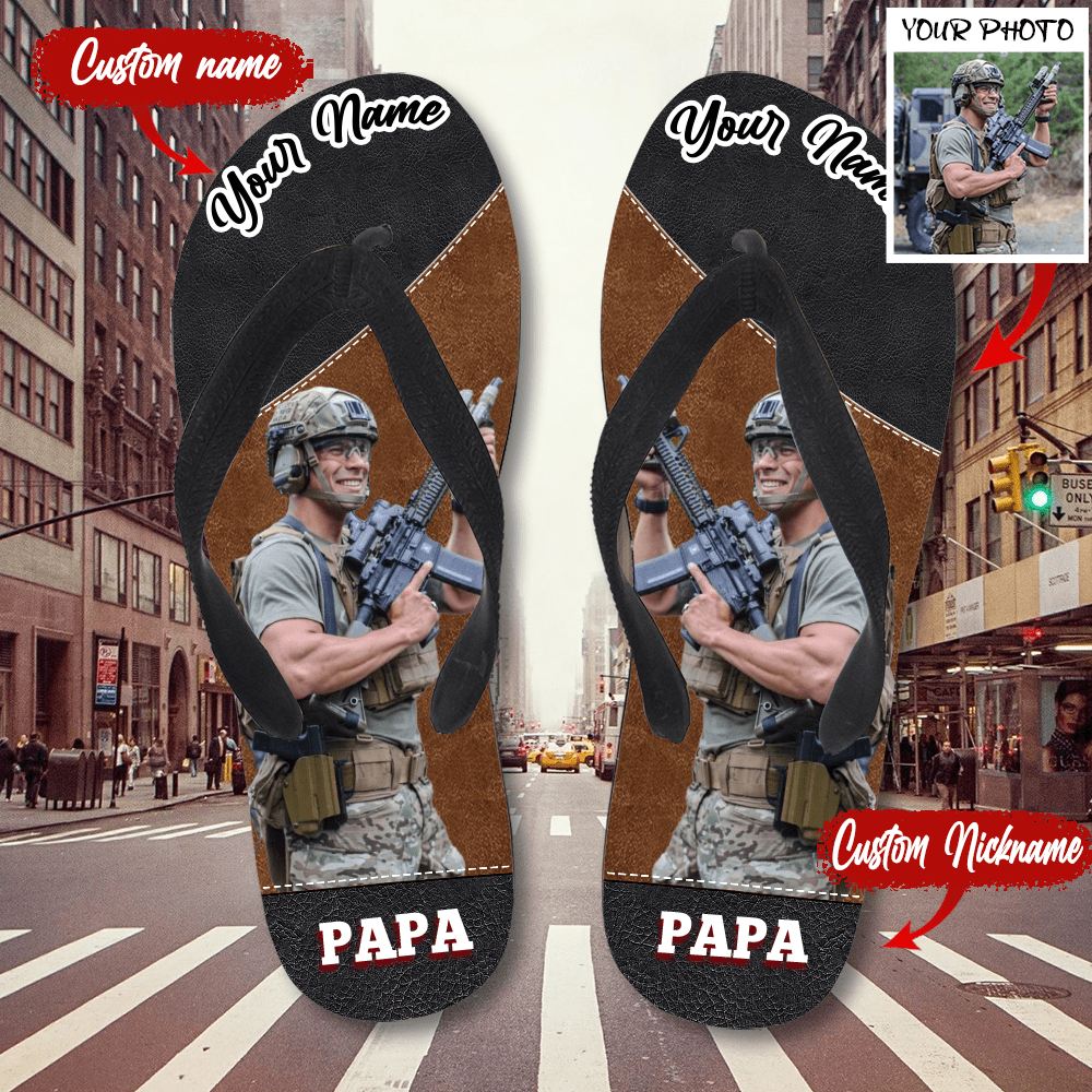 Personalized Military Flip Flops, Custom Dad's Name, Photo and Nicknam ...