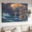 Jesus Painting - Jesus Walk On Water Canvas, Personalized Family Members Christian Wall Art