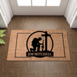 Personalized Soldier Kneeling Praying Outdoor Doormat, Custom Name Soldier Doormat Indoor for Soldier