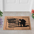 Personalized American Flag Veteran Outdoor Doormat, Custom Name Veteran Doormat Indoor for Soldier, Army