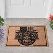 Custom Skull Firefighter Doormat, Personalized Gift For Firefighter, Skull Doormat For Inside Or Outside Decor