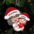 Grandma Hugging Granddaughter Christmas Gift For Children Personalized Acrylic Ornament V1