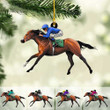 Personalized Equestrian Boy Christmas Ornament, Boy Horse Riding Acrylic Ornament for Horse Lovers