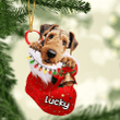 Customized Airedale Terrier in Stocking Christmas Ornament for Airedale Terrier Lovers
