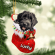 Customized Black Russian Terrier in Stocking Christmas Ornament for Black Russian Terrier Lovers